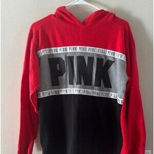 PINK red and black contrast logo hoodie
